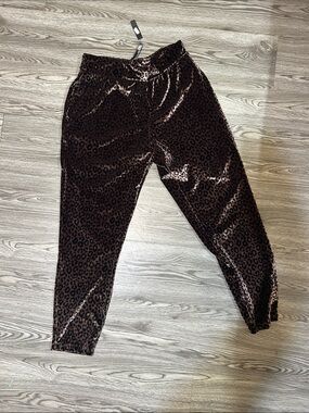 Girls Brown Leopard Print Velour Joggers - Cozy Everyday Wear
